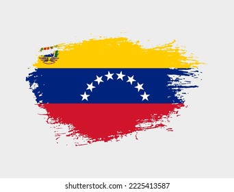 Classic brush stroke painted national Venezuela country flag illustration