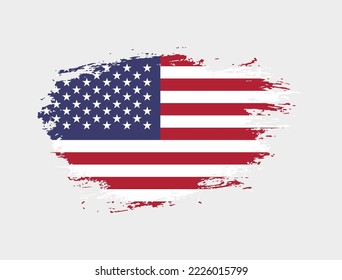 Classic brush stroke painted national United States of America country flag illustration