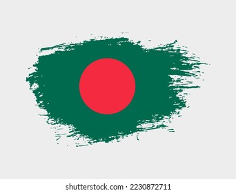Classic brush stroke painted national Bangladesh country flag illustration