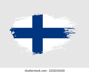 Classic brush stroke painted national Finland country flag illustration