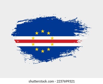 Classic brush stroke painted national Cape Verde country flag illustration