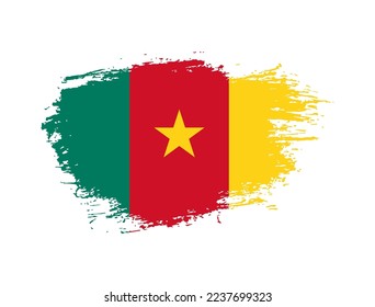 Classic brush stroke painted national Cameroon country flag illustration