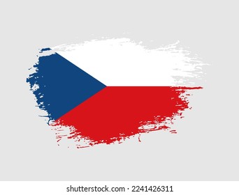 Classic brush stroke painted national Czechia country flag illustration