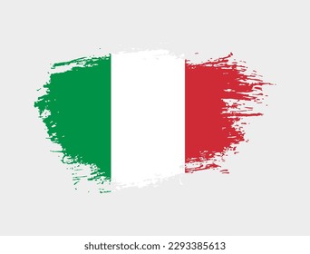 Classic brush stroke painted national Italy country flag illustration