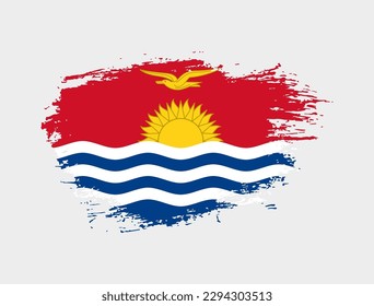 Classic brush stroke painted national Kiribati country flag illustration