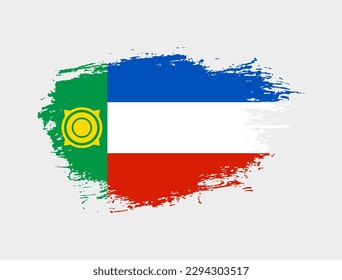 Classic brush stroke painted national Khakassia country flag illustration