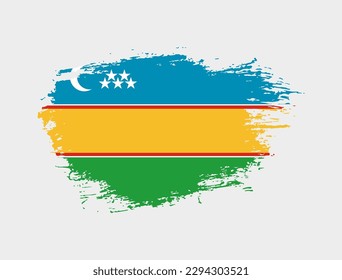 Classic brush stroke painted national Karakalpakstan country flag illustration