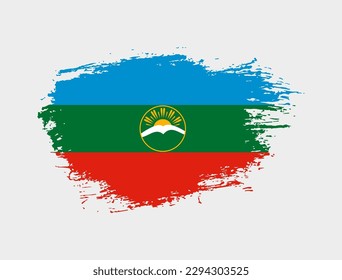 Classic brush stroke painted national Karachay-Cherkessia country flag illustration