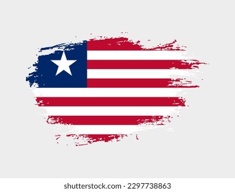 Classic brush stroke painted national Liberia country flag illustration
