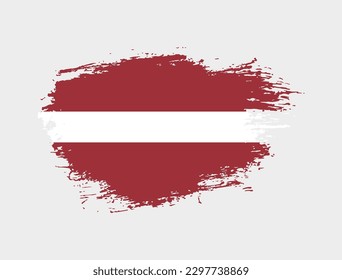 Classic brush stroke painted national Latvia country flag illustration