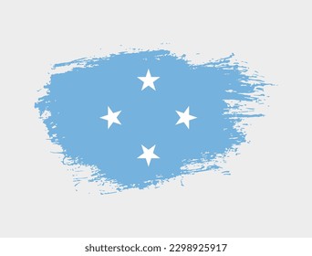 Classic brush stroke painted national Micronesia country flag illustration