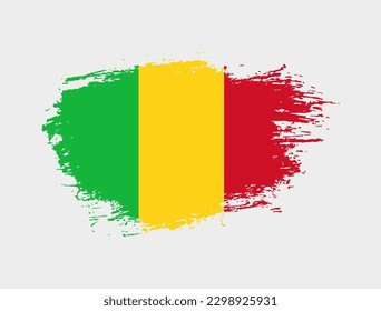Classic brush stroke painted national Mali country flag illustration