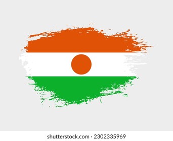 Classic brush stroke painted national Niger country flag illustration