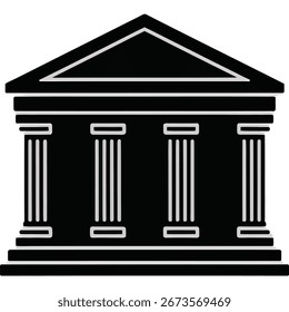 Arquitectura clásica del edificio con las columnas en blanco y negro Diseño gráfico de la ilustración Estilo minimalista simple Lugar famoso histórico