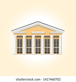 Classic building in gentle tones with columns