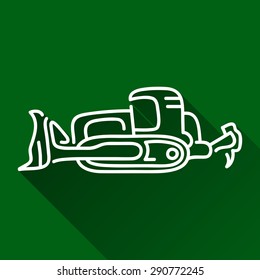 Classic bulldozer modern design line flat style icon with shadow