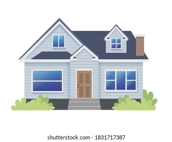 Classic Bungalow Traditional House Illustration