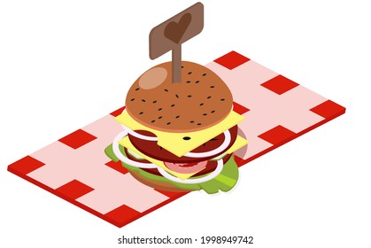 Classic Burger American Fast Food.Isometric