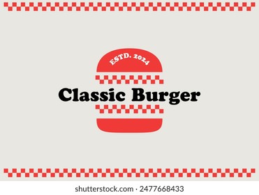 Classic Burger Sandwich Red Vintage Logo Branding Template