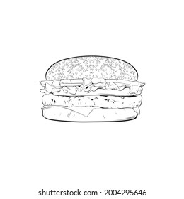 Ilustración de una hamburguesa con un vector dibujado a mano.