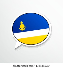 Classic Buryatia country flag on speech bubble. Abstract languages concept flat illustration