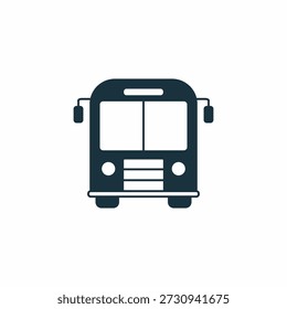 Icono de autobús clásico vista frontal, Vector de vehículo de transporte público escolar o urbano aislado sobre fondo blanco