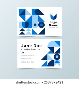 Classic business card with blue shapes vector design in eps 10