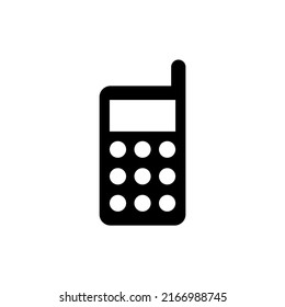 Classic Button Mobile Phone with Antenna. Flat Vector Icon illustration. Simple black symbol on white background. Classic Old GSM Mobile Telephone sign design template for web and mobile UI element.