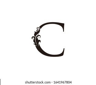 Classic C Letter Logo. Black Floral C With Classy Leaves Shape design perfect for Boutique, Jewelry, Beauty Salon, Cosmetics, Spa, Hotel and Restaurant Logo. 