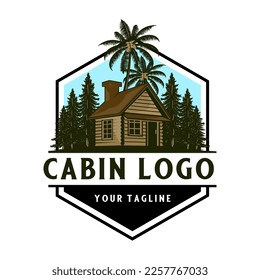 classic cabin home logo design. vector, log house, inn and recreation