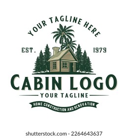 classic cabin home logo design. vector, log house, inn and recreation