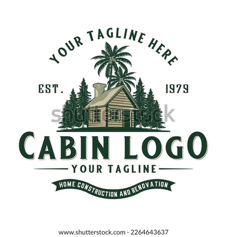 classic cabin home logo design. vector, log house, inn and recreation