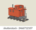 Classic Caboose on railway vector Illustration