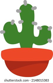 Classic cactus in pot, illustration, vector on a white background.