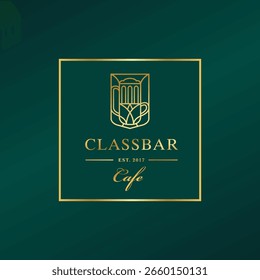 Klassisches Café und Bar dunkelgrünes Logo