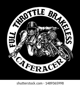 classic cafe racer motorcycle emblem vector illustration