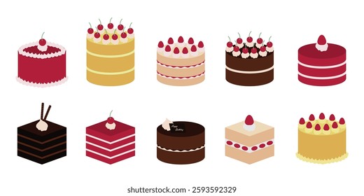 Classic Cake Set Stock Vector