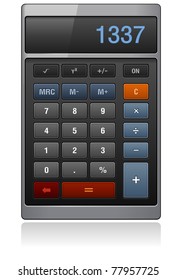 Classic Calculator, dark color, detailed vector