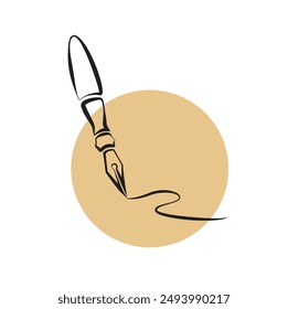 Klassische Kalligrafie Tintenstift Vektorgrafik Icon Design