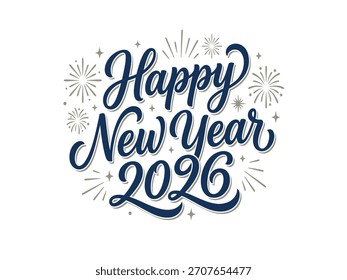 Classic Calligraphy New Year 2026 Lettering – Stylish Holiday Vector Design