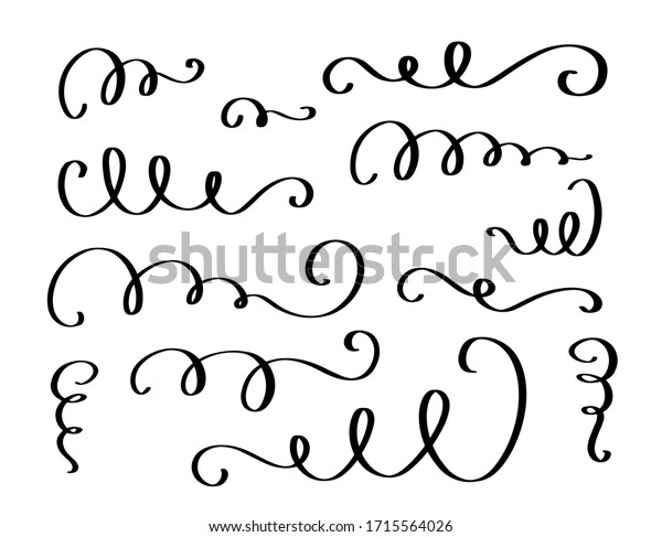Classic calligraphy swirl\
flourish divider vector set for wedding invitation and book\
decoration.
