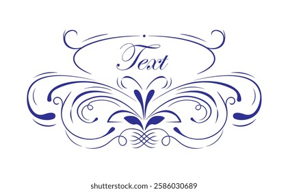 Classic calligraphy swirl. Ornate decorative element with floral motifs, lines and strokes. Design element for royal certificate. Hand drawn vector illustration isolated on background