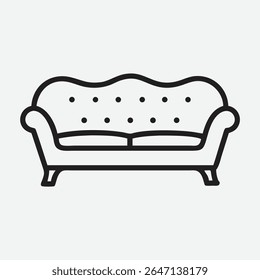 Classic Camelback Sofa Icon in Elegant Line Art Style