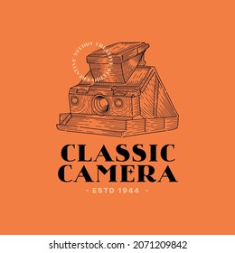 ilustración de logotipo de estilo vectorial retro de cámara clásica