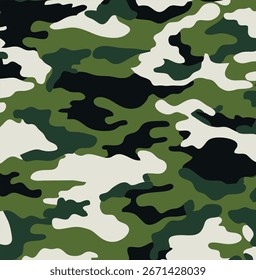 Classic camouflage pattern textile design in green and white
