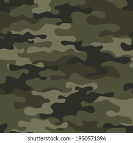 Klassische Tarnung nahtloses Muster. Abstrakter Camo hakki. Militärische Struktur. Drucken Sie Stoff auf Kleidung. Vektorgrafik