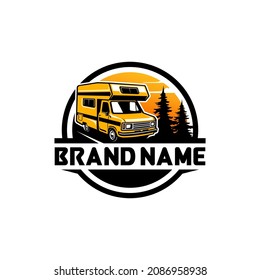 Classic Camper Van with High Roof illustration logo vector