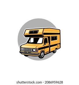 Classic Camper Van with High Roof illustration logo vector