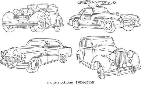 Classic Car automotive elegant line art vector design