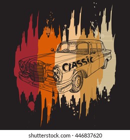 classic car background. illustration of retro car.